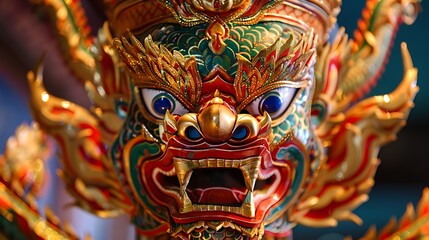 Fototapeta premium Detailed Traditional Thai Mask for Cultural Performances