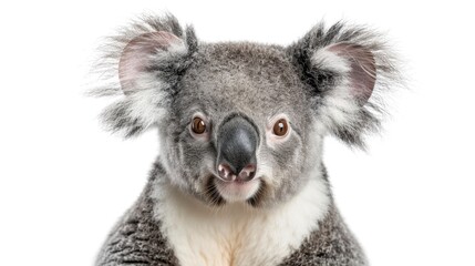 14 month old koala Phascolarctos cinereus in front of white backdrop