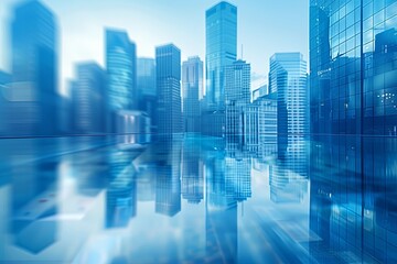 Modern city skyline with skyscrappers and reflection created with Generative AI