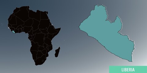 Liberia map in Africa