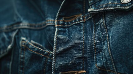 Fototapeta premium Close up of sharp denim jacket collar