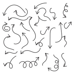 Set of Hand drawn vector arrows doodle on white background. design element vector illustration.