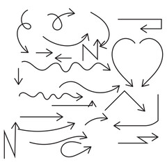 Set of Hand drawn vector arrows doodle on white background. design element vector illustration.