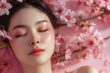 Fototapeta premium a woman with her eyes closed laying down