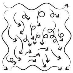 hand drawn Arrows icons Set. arrow icon with various directions. Doodle vector illustration. isolated on a white background