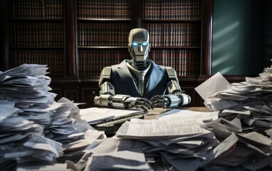 Robot Bureaucrat Amidst Paper Chaos