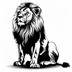Obraz premium A black and white drawing of a lion