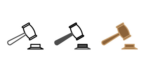 judge's hammer vector icon, verdict, law, justice for various template or design