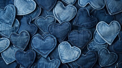 Obraz premium Denim Heart Shapes Background