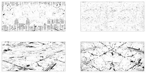 Fototapeta premium Paint grunge texture bundle. Vector set of grunge overlay textures. 
