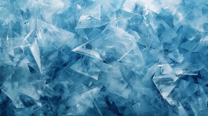 Obraz premium Abstract blue and white background with geometric shapes, reminiscent of shattered ice or crystals.