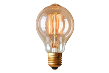 Vintage Edison-style incandescent light bulb on white background. Classic filament design for retro lighting, decoration, and ambiance.