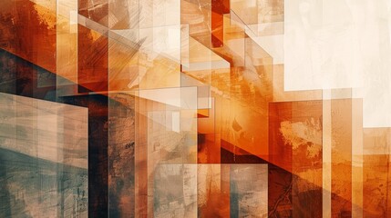 Abstract geometric background with layered shapes and warm color tones.