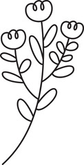 Decorative Flowers and Leaves Line Illustration
