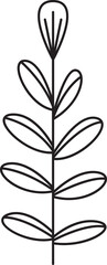 Decorative Flowers and Leaves Line Illustration
