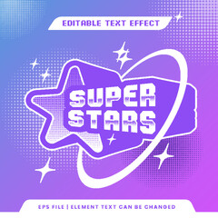 editable text effect with super stars 3d y2k retro and fun style