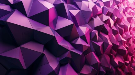 Obraz premium An abstract mosaic of polygons in shades of purple and pink creating a sense of movement.