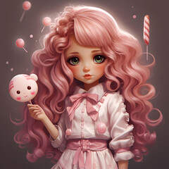 anime girl chibi kawaii candy hair full height real