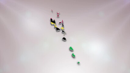 Vanuatu Flag on its Country Map, 3D Map Flag Opener Suitable for Politics, Elections, Travel, News and Sports Events and Presentations