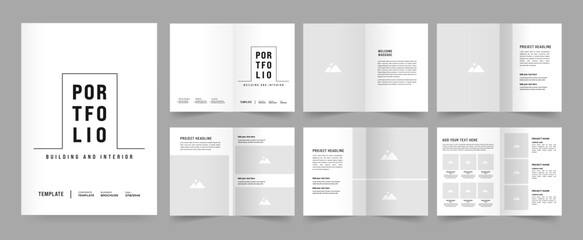 Portfolio Layout Architecture Portfolio Interior Brochure Design Vector Illustration