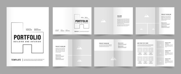 Architects Portfolio Booklet template, Black and White Portfolio Layout