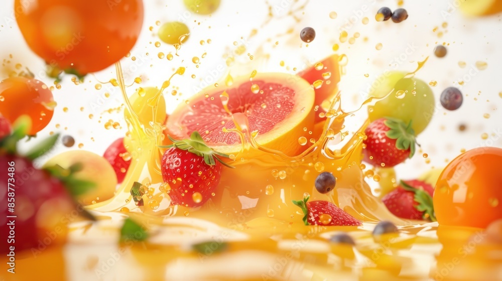 Wall mural A Splash of Freshness: Fruit Burst in Juice