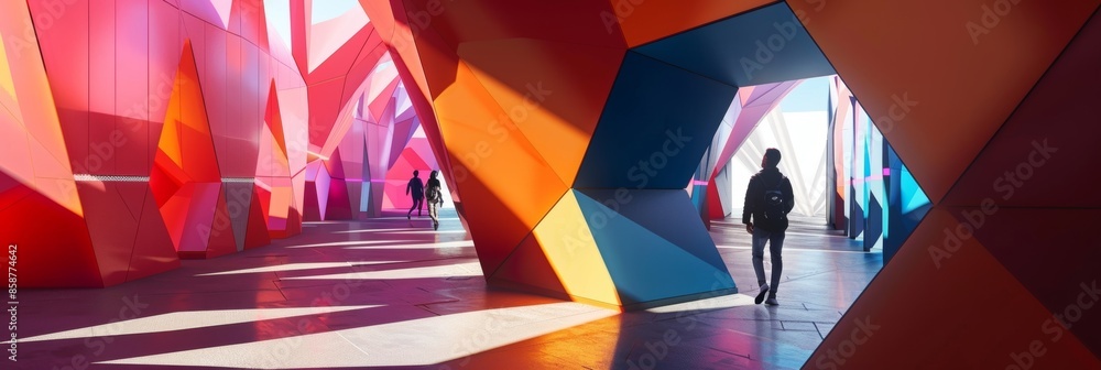 Aufkleber a bold and striking composition of large solidcolored octagons creating a dramatic visual impact.