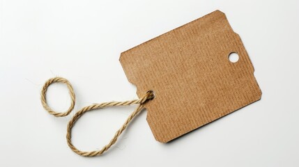 Corrugated cardboard tag on white background with room for text