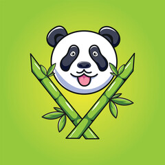 Cute panda Cartoon Style vector with bamboo © Rana Mostafiz