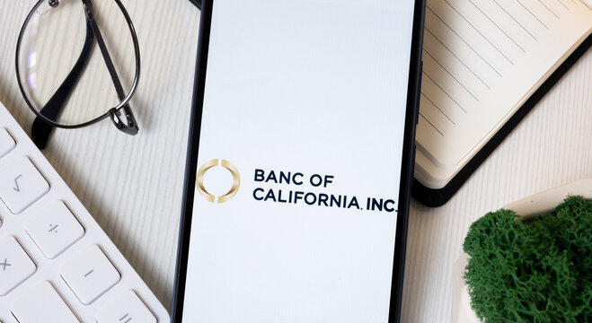 New York, USA - 1 June 2024: Banc of California Logo on Phone Screen, Company Icon