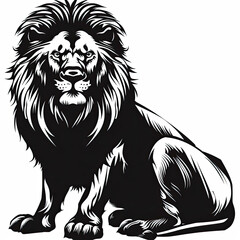 Obraz premium A black and white drawing of a lion