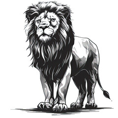Obraz premium A black and white drawing of a lion