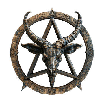 3d Wiccan Horned God symbol isolated on the white background