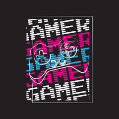 Game stylish t-shirt and apparel abstract design. Vector print, typography, poster