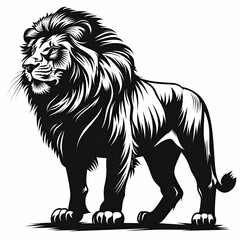 Obraz premium A black and white drawing of a lion