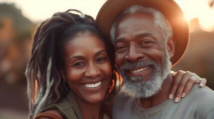 Happy Senior Couple Smiling, A joyful senior couple smiling warmly, representing love, companionship, and happiness in later life