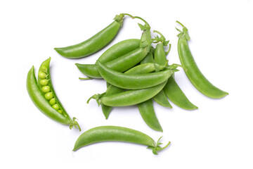 Green peas on white background
