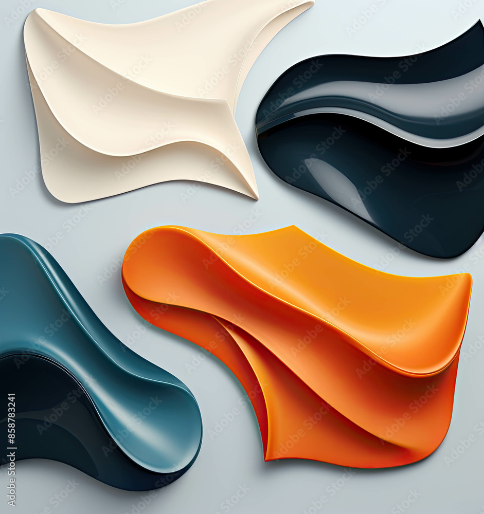 Poster colored wave abstract shapes isolated graphic elements template background design