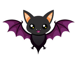 Cute Halloween bat vector illustration isolated on a white background 