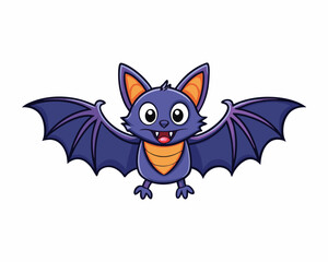 Cute Halloween bat vector illustration isolated on a white background 
