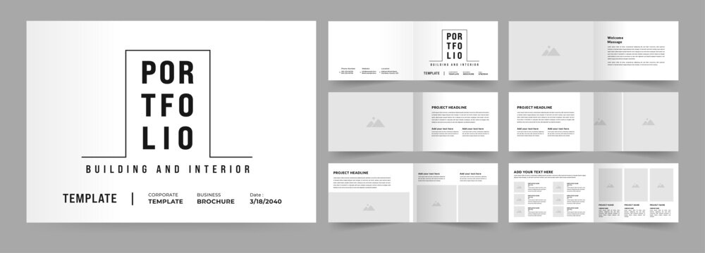 Landscape architecture portfolio or portfolio layout template design, Black and White Portfolio Layout