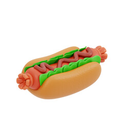 3d illustration of hot dogs 