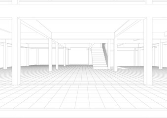 3D illustration of building project