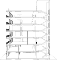 3D illustration of building project