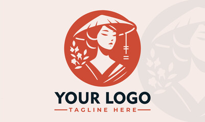 Japanese Beauty Woman Female Vector Logo Unleash the Elegance, Grace, and Enchanting Charm  Brand Symbolize Cultural Heritage, Inner Harmony, and the Unwavering Beauty of Japanese Women