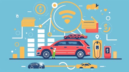 The government offers EV tax incentives and support for buying electric vehicles, promoting sustainable and green energy use. Financial benefits apply to hybrid vehicles too. Vector illustration.