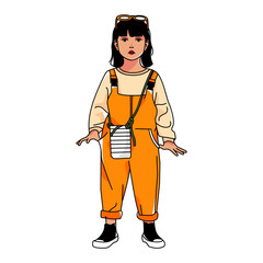 Illustration outfit hypebeast kid on white background