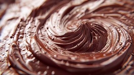 Macro shot of a chocolate swirl in a dessert, highlighting texture