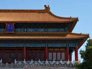 details of the north gate of the forbidden city in beijing china