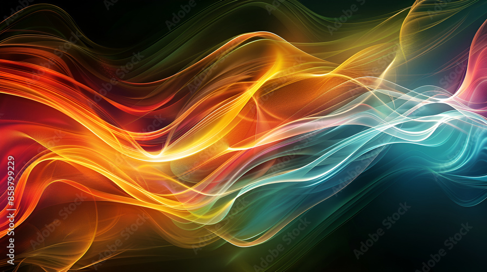 Aufkleber digital wave. moving particle effect, neon color. modern futuristic graphic design, glowing curve tr